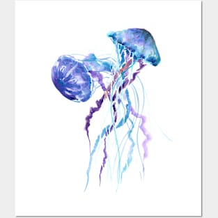 BlUE Jellyfish Art Posters and Art